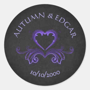 Sticker Rond Mariage gothique noir violet