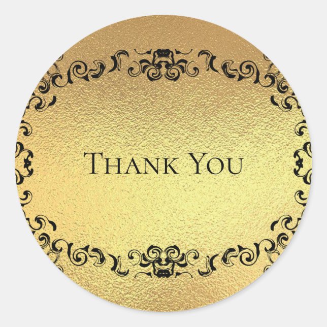 Sticker Rond Mariage gothique or et noir (Devant)