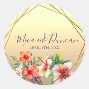 Sticker Rond Mariage Hibiscus moderne