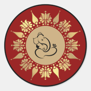 Sticker Rond Mariage hindou Ganesha