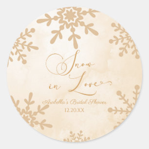Sticker Rond Mariage hivernal sous la neige Shower de mariage