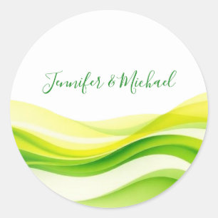 Sticker Rond Mariage Île Citron Vert et Jaune