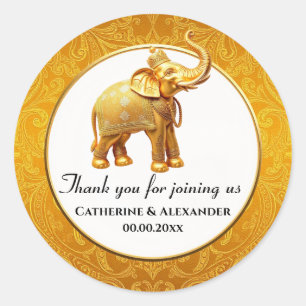 Sticker Rond Mariage indien éléphant brocade motif luxueux