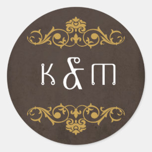 Sticker Rond Mariage industriel Vintage Steampunk