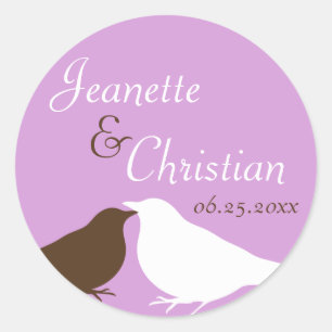 Sticker Rond Mariage inséparable à paires violettes en faveur d