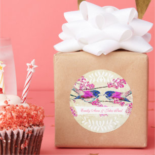 Sticker Rond Mariage Inséparable Vintage en fleurs de cerisier