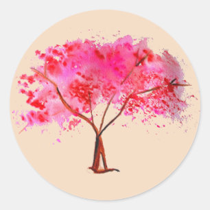 Sticker Rond Mariage japonais de fleurs de cerisier de Sakura