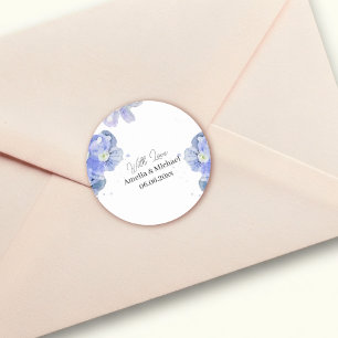 Sticker Rond Mariage Joli Bleu Ne M'Oubliez Pas