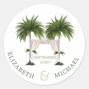 Sticker Rond Mariage juif Chuppah élégant Palm moderne