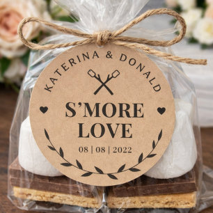Sticker Rond Mariage Kraft S'more Rustique Amour