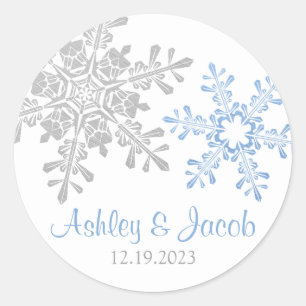 Sticker Rond Mariage Lapis Blue Silver Snowflake