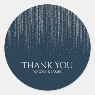 Sticker Rond Mariage Lumières scintillantes de glace bleu et ar