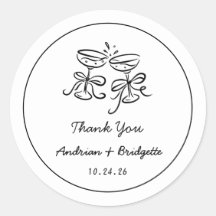 Sticker rond Mariage manuscrit tiré à la main