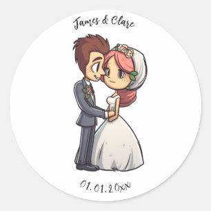 Sticker Rond Mariage marié et marié