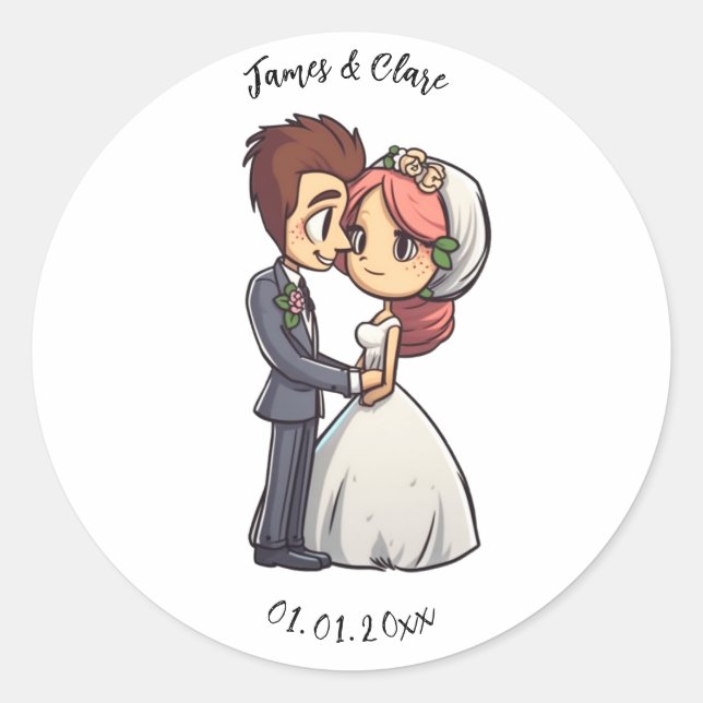 Sticker Rond Mariage marié et marié (Devant)