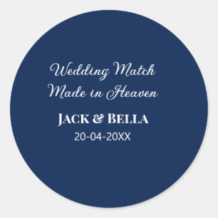 Sticker Rond Mariage Match fait au ciel mariage faveurs bleu