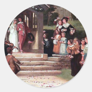 Sticker Rond Mariage médiéval Mariée Salle peinture antique
