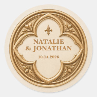 Sticker Rond Mariage Médiéval Personnalisé Quatrefeuille