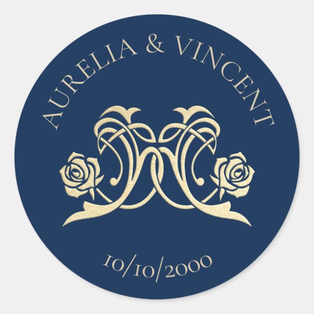 Sticker Rond Mariage médiéval royal Rose (Devant)