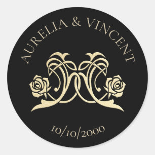 Sticker Rond Mariage médiéval royal Rose