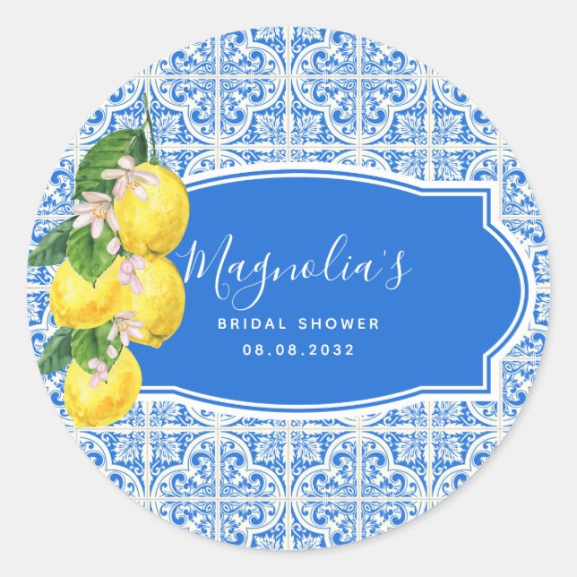 Sticker Rond Mariage méditerranéen au citron (Devant)