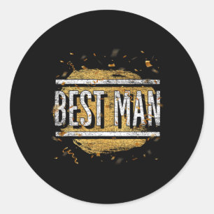 Sticker Rond Mariage Meilleur Homme Groomsmen Mariage Bachelor