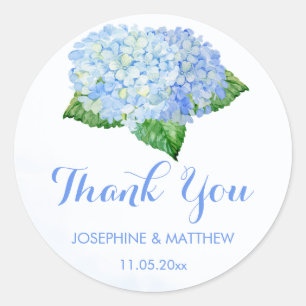 Sticker Rond Mariage Merci Blue Hydrangea