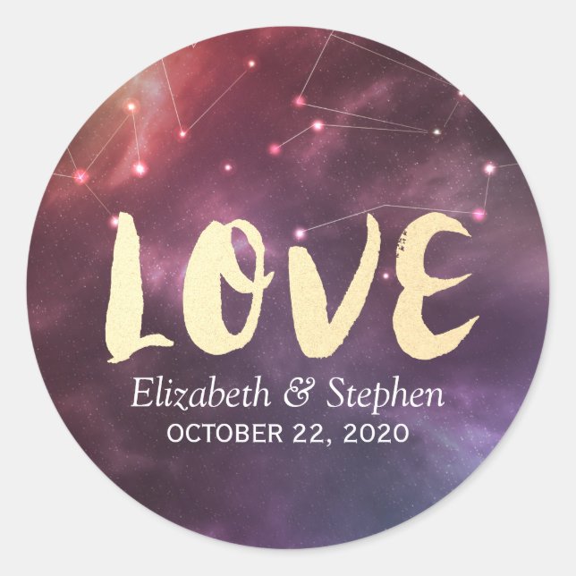 Sticker Rond Mariage Merci Galaxy Star Nebula Constellation (Devant)