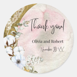 Sticker Rond "Mariage Merci gracieux et intemporel Favor Round