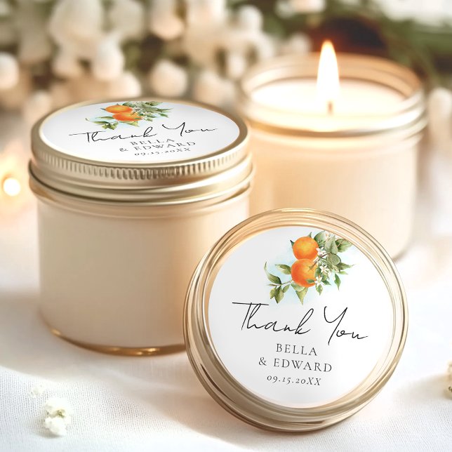 Sticker Rond Mariage Merci Oranges Citrus (Créateur téléchargé)