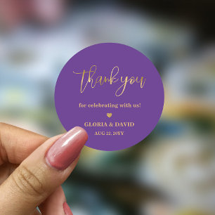 Sticker Rond Mariage Merci pourpre