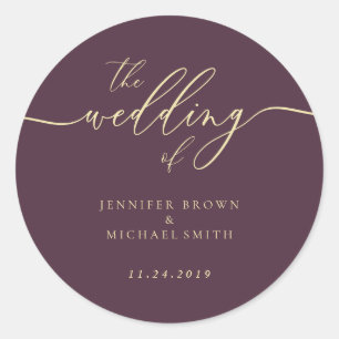 Sticker Rond Mariage Minimaliste à la Figue de Minuit