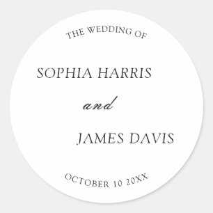 Sticker Rond Mariage minimaliste blanc moderne élégant