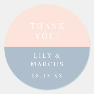 Sticker Rond Mariage minimaliste Bleu Dusty Bleu Foncé Faveur