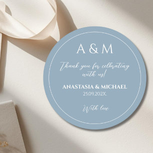 Sticker Rond Mariage minimaliste bleu poussiéreux moderne