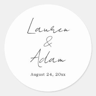 Sticker Rond Mariage minimaliste chic en noir et blanc