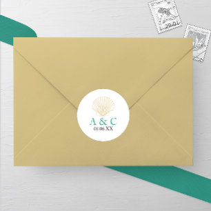 Sticker Rond Mariage minimaliste de coquillages