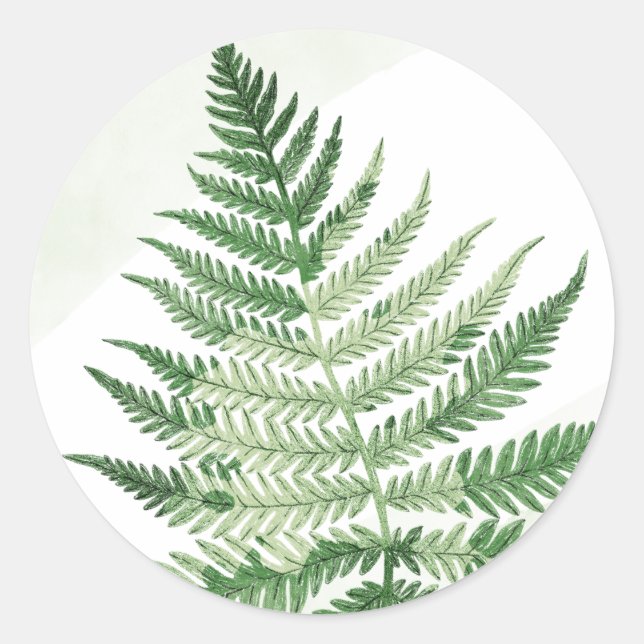 Sticker Rond Mariage minimaliste de foune verte (Devant)