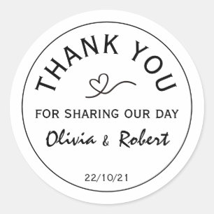 Sticker Rond Mariage minimaliste de Merci moderne