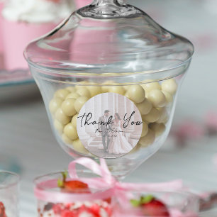 Sticker Rond Mariage minimaliste d'image bohème merci