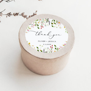 Sticker Rond Mariage minimaliste fleur sauvage