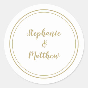 Sticker Rond Mariage minimaliste Gold White Mariée et chambre F