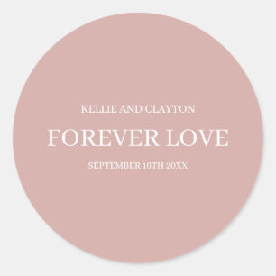Sticker Rond Mariage minimaliste moderne à la rose cannelle