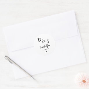 Sticker Rond Mariage minimaliste moderne en Merci