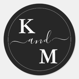 Sticker Rond Mariage minimaliste moderne intemporel Monogramm