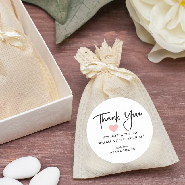 Sticker Rond Mariage minimaliste moderne noir et blanc Merci (Créateur téléchargé)