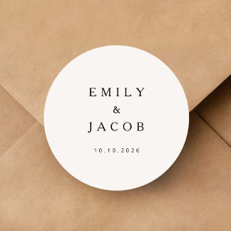 Sticker Rond Mariage Minimaliste Noir Et Blanc