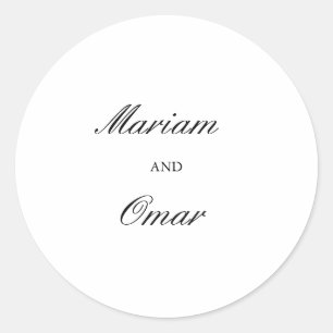 Sticker Rond Mariage minimaliste noir et blanc à l'écriture élé