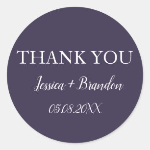 Sticker Rond Mariage minimaliste simple et élégant violet