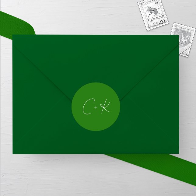 Sticker Rond Mariage minimaliste vert moyen (Créateur téléchargé)